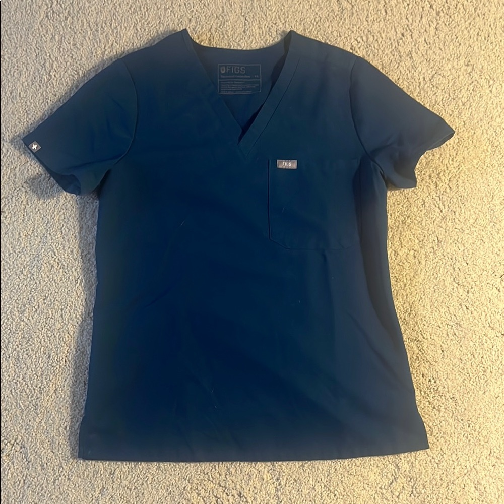Figs Deep Reef V-Neck one pocket Scrub Top Size XS